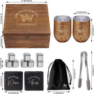 Set Regalo Whisky Personalizzato con Scatola in Legno Incisa, Cubetti di Ghiaccio in Acciaio, Bicchiere, Sottobicchiere in Ardesia, Kit da Bar, Regalo <span class=keywords><strong>per</strong></span> Uomo - Product Image 2