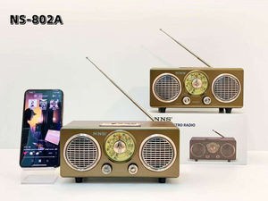 Retro-inspired Design <b>Radio</b> Speaker Rechargeable Stereo Sound Retro Vibes Wooden FM/AM/SW3/ BANDS <b>Radio</b> with USB/TF/AUX NS-802A - Product Image 4