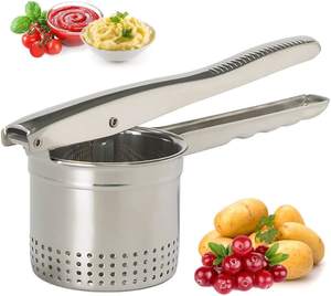 Presse-purée et écraseur à pommes de terre premium, outils pour fruits et légumes, presse-purée en acier inoxydable, écraseur à pommes de terre, presse-ail en acier inoxydable - Product Image 1