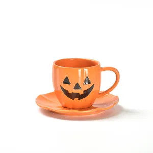 Halloween Tema Dekoratif Labu Disesuaikan Cappuccino Kopi Keramik Cangkir Espresso