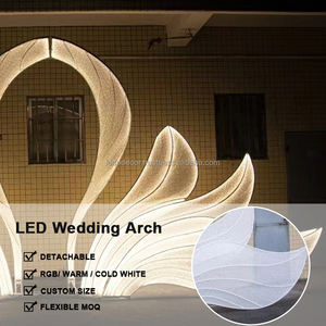 LEDA, arco en forma de hoja blanca romántica, accesorio brillante, decoración de pasillo de boda, soporte de plomo para decoración de eventos - Product Image 2