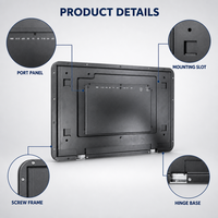 Boîtier de protection industriel noir personnalisé pour moniteur avec découpes pour ports, fixation VESA pour terminal d'affichage tablette OEM