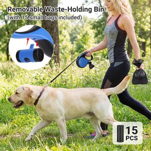 Laisse de chien réglable en nylon et fourrure solide pour l'extérieur, 5 m, durable, rétractable automatiquement, à libération rapide pour les petites races - Product Image 6