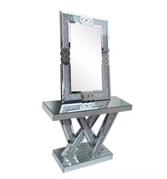 Table de console miroir en diamant écrasé étincelant de luxe de haute qualité avec ensemble de miroirs Meubles Mobles