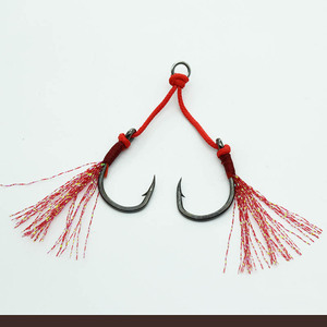 Haute qualité <span class=keywords><strong>Mustad</strong></span> en acier inoxydable plume d'eau salée barbelé océan crochet de pêche longue tige Double crochets pour basse calmar <span class=keywords><strong>truite</strong></span> - Product Image 2