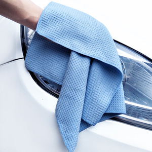 Serviette de lavage de voiture absorbante en tissu gaufré épais, 45x40 cm, pour vitres et nettoyage domestique, bleu ciel, gris foncé - Product Image 2