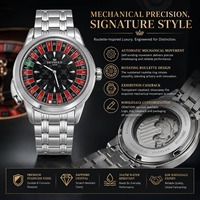 Montres automatiques de luxe à roue de roulette édition limitée OEM personnalisées en usine, avec disque de jeu rotatif et bouton mécanique