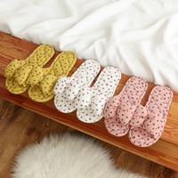 Chaussons d'intérieur pour femmes à bout ouvert, avec nœud papillon, semelles en tissu, silencieux, doux, absorbants la transpiration, en coton et lin, pour sols en bois