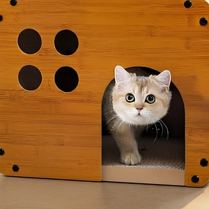Griffoir pour chat 2 en 1, lit pour chats d'intérieur, planche à griffer en carton, maison de repos pour chat, coussin pour dormir - Product Image 4