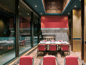 Muebles de Restaurante Americanos Personalizados, Asientos Redondos Acolchados de Terciopelo Azul, Sofá de Cafetería, Juego de Mesa y Sillas de Café - Product Image 3