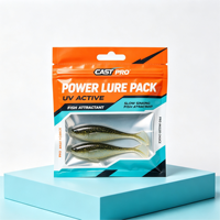 Sachet d'emballage pour leurres de pêche en plastique souple, enveloppe scellée sur 3 côtés, sac plat avec fermeture éclair et fenêtre, personnalisable