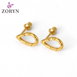 316L Stainless Steel PVD 18K Gold Plated Screw <b>Back</b> Stud <b>Earrings</b> Aurora Borealis Zircon Four Prong Hypoallergenic Durable Women - Product Image 4