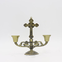 Chandelier Crucifix en Bronze Couleur Anti-Argent, Artisanat Métallique, Croix Orthodoxe Catholique, Décoration d'Autel Religieux, Cadeau