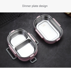 Hộp Cơm Trưa Thực Phẩm Bằng Thép Không Gỉ Tùy Chỉnh Hình Vuông 2 Tầng Chống Rò Rỉ Tiện Dụng Hộp <span class=keywords><strong>Bento</strong></span> Cho Trẻ Em - Product Image 5