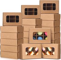 Boîtes à friandises en carton kraft brun avec fenêtre et séparateurs, boîtes vides pour bonbons, truffes, pâtisseries, contenants carrés pour cupcakes et biscuits