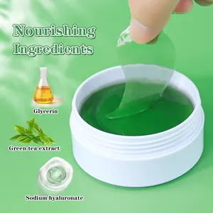 Mascarilla para ojos de viaje con té verde al por mayor, eliminador de hidrogel, tratamiento de ojeras, parches de Gel antienvejecimiento, mascarilla para ojos de Gel refrescante orgánico