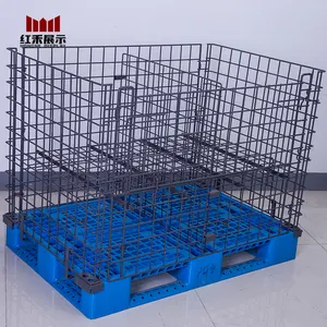Hong He Cage de stockage empilable en métal d'équipement d'entrepôt de supermarché avec la palette en plastique