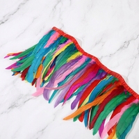 Ruban de couture en plumes de coq multicolores arc-en-ciel pour artisanat, carnaval, festival, samba, décoration personnalisée