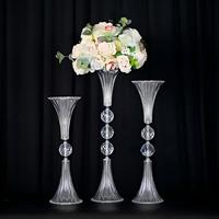 Vase trompette transparent en acrylique, centre de table pour fleurs, support de fleurs, accessoires de décoration pour mariage, maison, fête