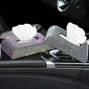 Bling <span class=keywords><strong>voiture</strong></span> support de boîte à mouchoirs strass cristal Auto <span class=keywords><strong>porte</strong></span>-serviettes siège arrière <span class=keywords><strong>papier</strong></span> serviette housse accessoires de <span class=keywords><strong>voiture</strong></span> pour les femmes - Product Image 2