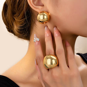 Nuevos pendientes redondos, conjunto de joyas de anillo, pendientes franceses para mujer - Product Image 1
