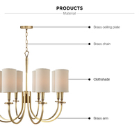 Hot Hot Style 8 Lumière Simple Home Decor Laiton Chine Lustres pour Salon