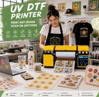 Imprimante textile UV DTF A3 à double tête XP600 avec laminateur automatique CMYK+W+Vernis, estampage à chaud or, réservoir d'encre rechargeable 300 mm