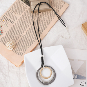 Ожерелье TongLing Italy: черный шнурок, трехцветная петля, круглый кулон для женщин на каждый день - Product Image 6