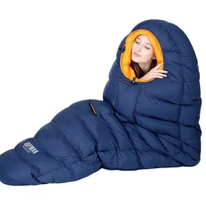 Camping Equipment 1.87kg Plush Outdoor Waterproof Mummy Shape Sleeping Bag Winter Sleeping Bag Goose Down Nylon Fabric