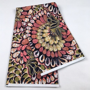 Tissu Wax <span class=keywords><strong>Africain</strong></span> Ankara en Coton Ciré Grand Super Stones Couleur <span class=keywords><strong>Rouge</strong></span>, Motif Wax Doré pour Textiles de Maison, Costumes et Mariages - Product Image 2