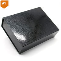 Boîte de luxe en texture crocodile, logo personnalisé, boîte cadeau rigide pliable magnétique pour vêtements haut de gamme, emballage en carton vintage à rabat