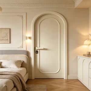 Puerta de Madera Compuesta Lacada Blanca, Arco <span class=keywords><strong>Elegante</strong></span>, Impermeable, para Dormitorio, Villa, Apartamento, Puertas de Una Hoja - Product Image 4