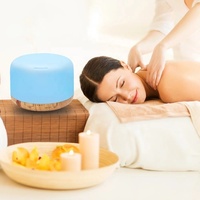 Diffuseur d'aromathérapie ultrasonique 500 ml en plastique imitation bois, humidificateur électrique 5 en 1 avec lumière LED et télécommande pour usage domestique