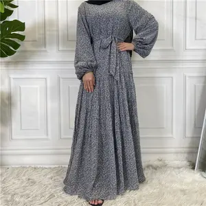 צנוע אסלאמי מקסי שמלות לנשים פרחוני שמלה מוסלמית