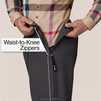 Meilleurs pantalons adaptatifs pour hommes avec fermetures éclair latérales, fermeture éclair à l'entrejambe, tissu extensible performant, respirant, personnalisé, pantalons de sport pour hommes