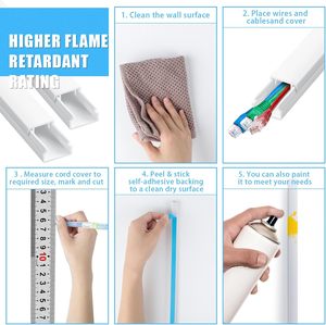 Conductos de cubierta de cable de <span class=keywords><strong>TV</strong></span> de pared autoadhesivos resistentes al calor de PVC sólido (0,4 M * 15mm * 10mm) Gestión de montaje en pared blanca (10 piezas) - Product Image 5
