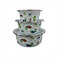 Ensemble de 3 casseroles classiques émaillées à large rebord, avec couvercles, compatibles gaz et induction, durables, faciles à nettoyer, en fonte