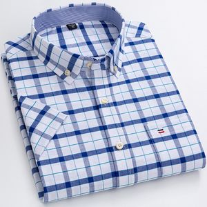 Precio de fábrica algodón Oxford fino verano nueva camisa de manga corta hombres Casual Slim medio con Color sólido Fashio - Product Image 2
