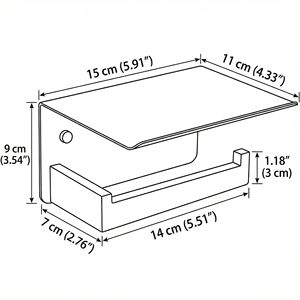 Portarotolo per Carta Igienica Personalizzato in Acciaio Inox SUS304, Accessorio <span class=keywords><strong>da</strong></span> Bagno a Parete con Mensola <span class=keywords><strong>Porta</strong></span> Telefono - Product Image 2