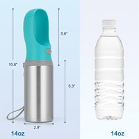 Bouteilles d'eau portables en acier inoxydable de 14 oz pour chien avec gamelle intégrée, réutilisables pour le camping et les activités de plein air – Vente en gros