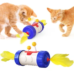 新款2021猫玩具有趣的互动球羽毛360自由旋转自重平衡运动多功能宠物猫玩具