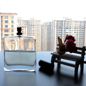 FENGJUN Flacon de parfum en verre transparent de forme carrée de haute qualité de 100 ml avec impression sérigraphique, couvercle en métal et boîte cadeau incluse - Product Image 5