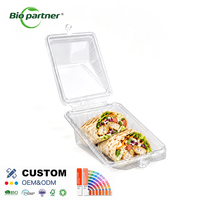 Contenitore per Sandwich in Plastica PET Trasparente con Chiusura Antimanomissione, Confezione per Alimenti da Asporto, Contenitore per Tacos