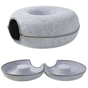 Venta caliente de salida de fábrica Donuts modernos Redondo Desmontable Fieltro Gato Cueva Mascota Gato Cama Gato Túnel - Product Image 3