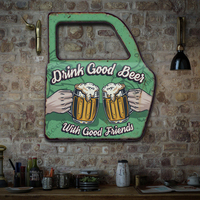 Plaques Métalliques Décoratives en Forme de Porte de Voiture Imprimées UV, Plaques Métalliques Vintage Thème Bière pour Décoration Murale