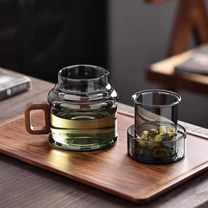 Tetera de Vidrio Dun Dun Pot Transparente Negra con Infusor para Té de Oficina - Product Image 3