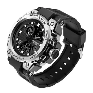 SANDA 739 Fashion sport men watches analog led digital original design rubber functional unique mens branded watches