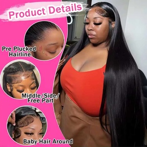 Peluca de Cabello Humano con Frontal de Encaje HD 5x5, Densidad 250%, Sin Pegamento, 13x4 13x6, Cabello Liso, Pre-Desplumada, Lista para Usar - Product Image 6
