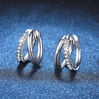 Pendientes de Aro de Plata de Ley 925 con Microincrustaciones de Moissanita de 0.15 Quilates, Hipoalergénicos, Chapados en Rodio, con Diseño de Búho para Mujer