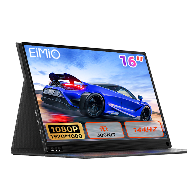 EIMIO Custom Logo Gaming 16 Inch 144Hz 1080P IPS Panel 6ms Response Time Ultra Definition Travel Portable Monitor USB-C